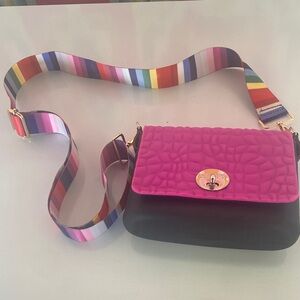 Stylish Pink/Black Moost Bag w/ Multicolor Strap. Excellent condition.